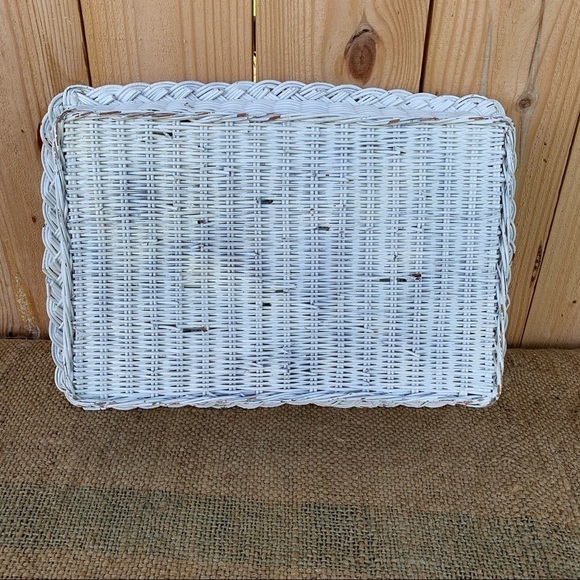 Vintage set of 4 Nesting Basket Trays White Stacking - Picture 3 of 5